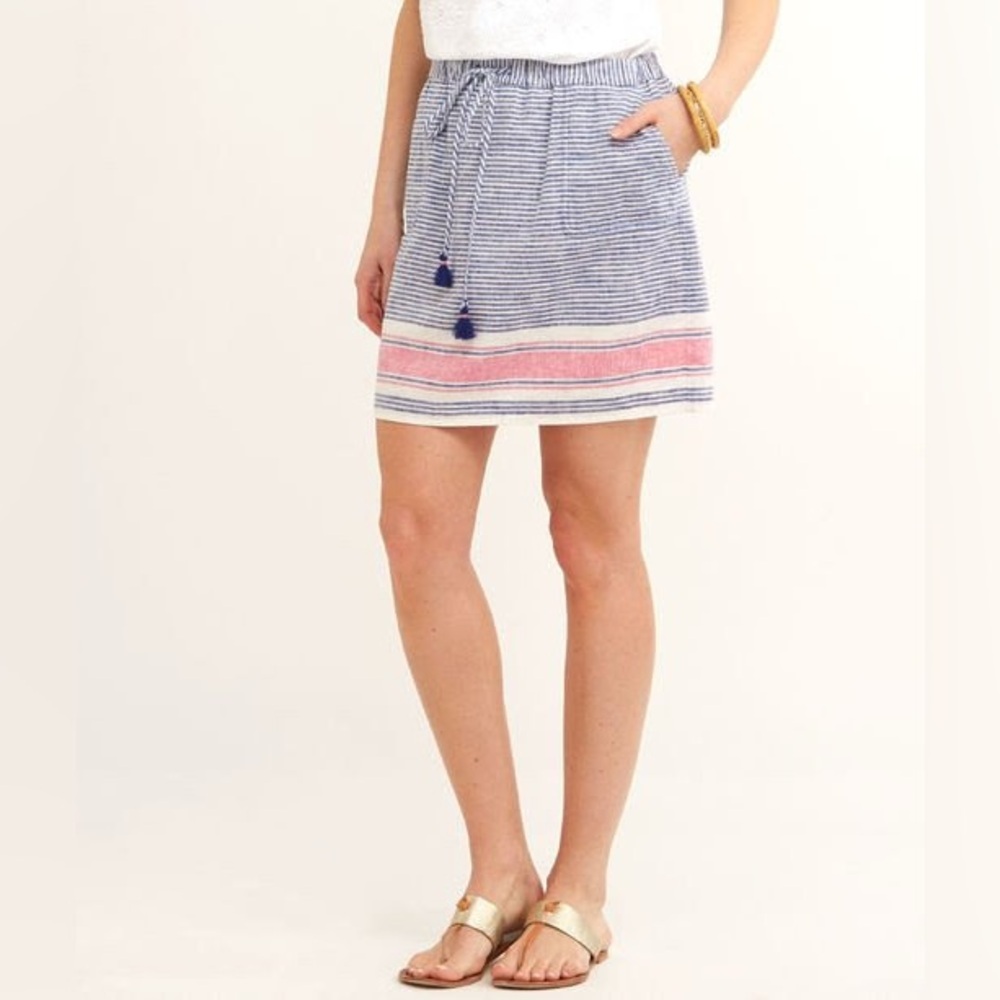 NWT Vineyard Vines Linen Striped Combo Ocean Reef Pink Blue White Mini Skirt M